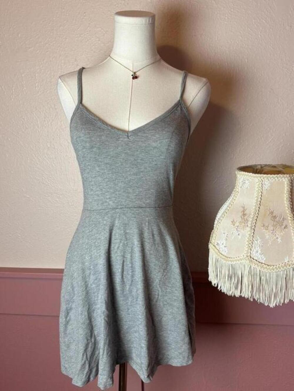 babydoll mini summer dress forever 21 grey sz small